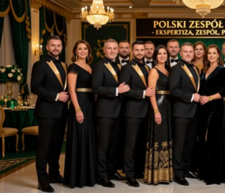Grupowe zdjęcie zespołu Daxqerin podczas eleganckiej gali