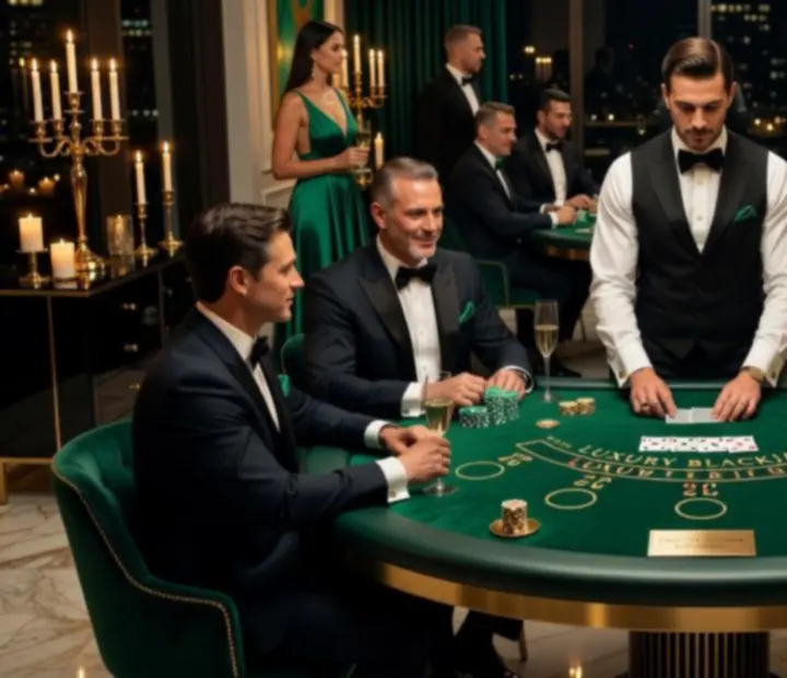Luksusowy wiecz&oacute;r blackjackowy w eleganckim apartamencie z profesjonalnym stołem i krupierem